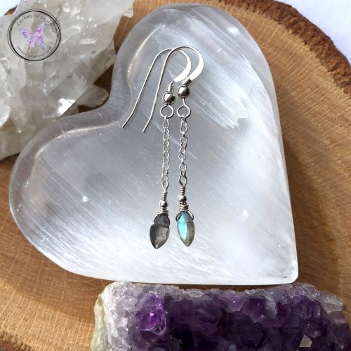 Labradorite Dangle Earrings with Sterling Silver